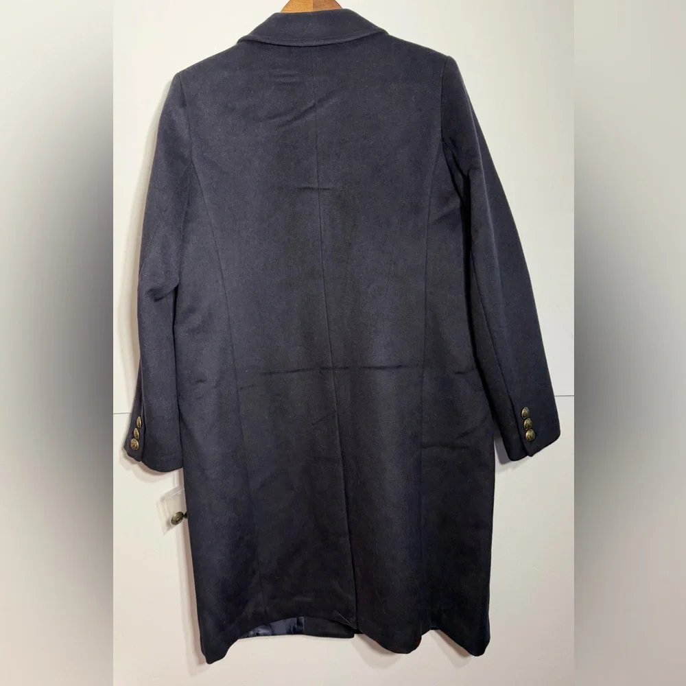 Lauren Ralph Lauren Classic Crest Patch Wool Blend Navy Winter Coat NWOT - Picture 3 of 16